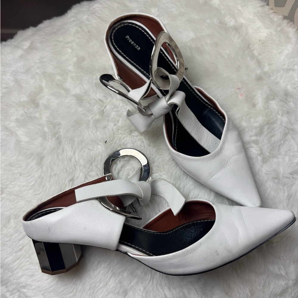 Proenza Schouler Front-tie Block-heel leather mules in white 37 - Picture 6 of 12